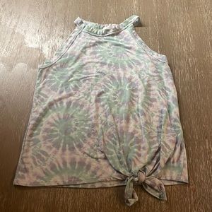 Tie dye knot tank top
